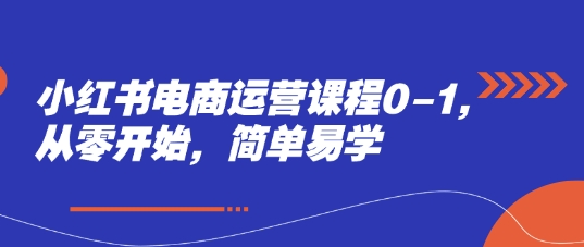 小红书电商运营课程0-1，从零开始，简单易学-网创前栈