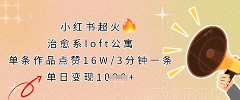 小红书超火的治愈系loft公寓，单条作品点赞16W，3分钟一条，单日变现数张-网创前栈