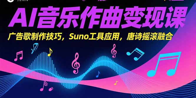 （15370期）AI音乐作曲变现课，广告歌制作技巧，Suno工具应用，唐诗摇滚融合-网创前栈