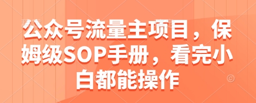公众号流量主项目，保姆级SOP手册，看完小白都能操作-网创前栈