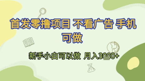 首发零撸项目 不看广告 手机可做 新手小白可以做  月入3k+【揭秘】-网创前栈