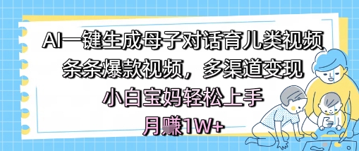 AI一键生成母子对话育儿类视频，条条爆款视频，多渠道变现，小白宝妈轻松上手，月入1W+-网创前栈