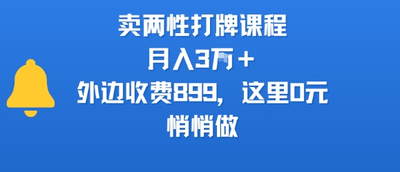 卖两性打牌课程，月入3W+外边收费899的课程，这里0元，悄悄做-网创前栈