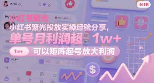 小红书聚光投放实操经验分享，单号月利润超1w+，可以矩阵起号放大利润-网创前栈