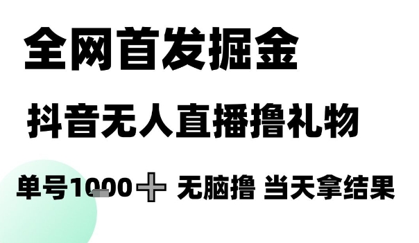 全网首发掘金抖音无人直播撸礼物，单号1k +无脑撸，当天拿结果【揭秘】-网创前栈