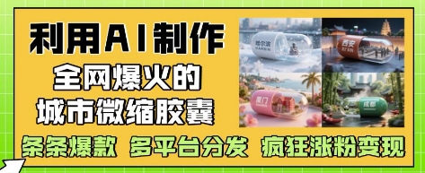 利用AI制作全网爆火的城市微缩胶囊，条条爆款， 多平台分发，疯狂涨粉变现-网创前栈