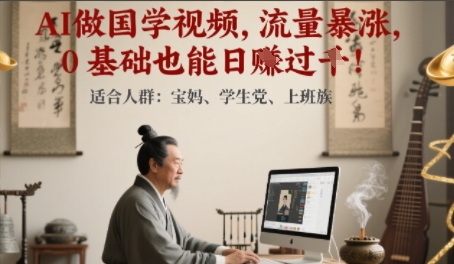 AI做国学视频，流量暴涨 ，0 基础也能日入多张-网创前栈