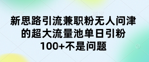 新思路引流兼职粉无人问津的超大流量池单日引粉100+不是问题-网创前栈