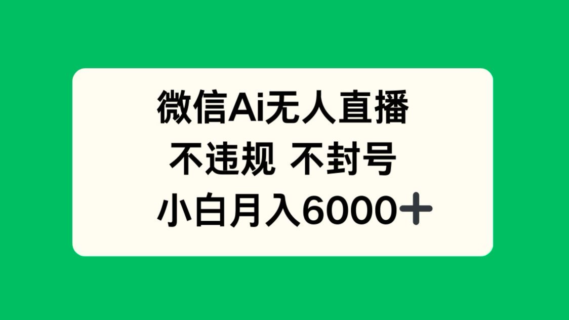 （14733期）微信AI无人直播，不违规 不封号 ，小白月入6000+-网创前栈
