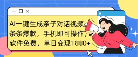 AI一键生成亲子对话视频，条条爆款，一部手机即可操作，单日变现数张-网创前栈