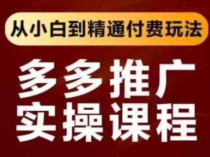 拼多多推广实操课程，从小白到精通付费玩法-网创前栈