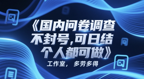 国内问卷调查，不封号，可日结，多劳多得，工作室，个人都可做-网创前栈