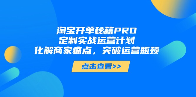 （14642期）淘宝开单秘籍PRO，定制实战运营计划，化解商家痛点，突破运营瓶颈-网创前栈