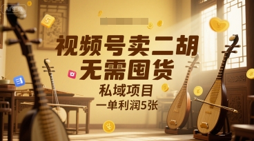 视频号卖二胡，无需囤货，私域项目，一单利润5张-网创前栈