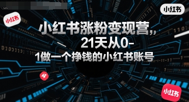 小红书涨粉变现营，21天从0-1做一个挣钱的小红书账号-网创前栈