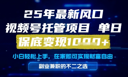 25年最新风口，视频号托管项目，单日保底变现1k+，手把手教学【揭秘】-网创前栈