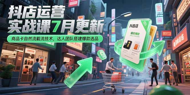 （15329期）抖店运营实战课7月更新，商品卡自然流截流技术，达人团队搭建爆款选品-网创前栈