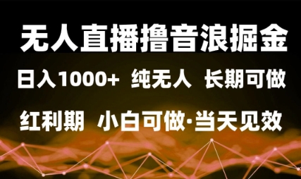 无人直播撸音浪掘金，日入1k+，纯无人红利期，小白可做，当天见效【揭秘】-网创前栈