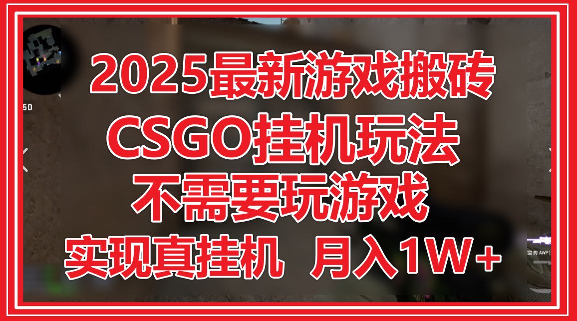 （14743期）2025最新游戏搬砖，CSGO挂机，不需要玩游戏，实现真挂机，月入1W+-网创前栈