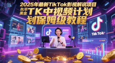 2025年最新TikTok影视解说项目，新手也能挣美金，TK中视频计划保姆级教程-网创前栈