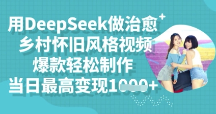 用DeepSeek做治愈乡村怀旧风格视频，爆款轻松制作，当日最高变现多张-网创前栈