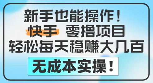 新手也能操作，快手零撸挣米，轻松每天挣2-5张，完全无成本-网创前栈