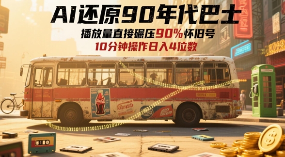 AI还原90年代巴士，一帧就让70后泪崩，播放量直接碾压90%怀旧号，每天操作十分钟，日入四位数-网创前栈
