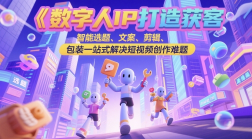 数字人IP打造获客变现实操课，智能选题、文案、剪辑、包装一站式解决短视频创作难题-网创前栈